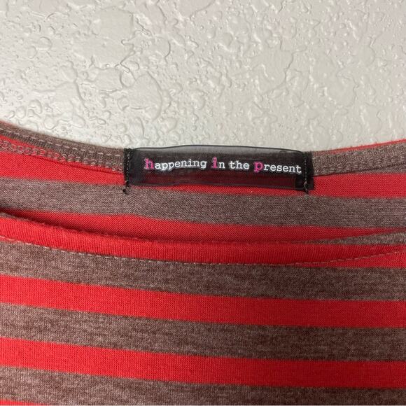 HIP Brown & Orange Striped Straight Neck Top Size M - Picture 3 of 6